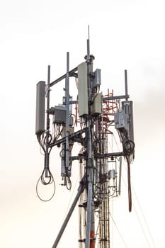 Panel Antenna installed on steel posts On high-rise buildings in the city