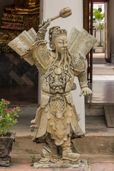 Chinese gods carved from Chinese style stones in Thai temples