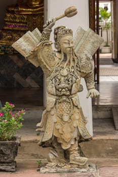 Chinese gods carved from Chinese style stones in Thai temples