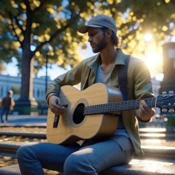 Guitarist on the street. Image created by AI