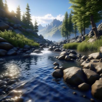 Mountain river. Image created by AI