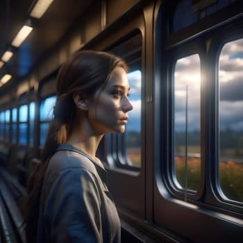 The Girl on the Train. Image created by AI