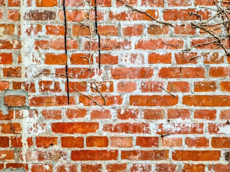 Old brick wall. Texture of old weathered brick wall panoramic background.