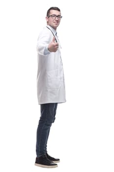 male doctor with a stethoscope. isolated on a white background.