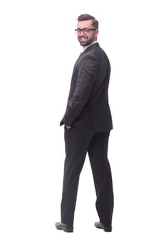 full length . a successful young man in a business suit. isolated on white background