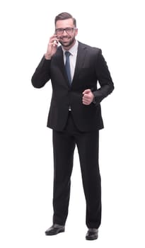 full length .concerned businessman . isolated on white background