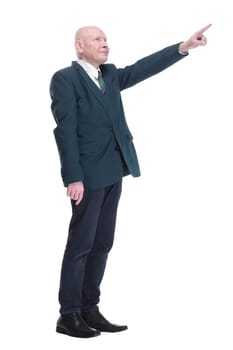 in full growth.confident business man in an unbuttoned jacket. isolated on a white background.