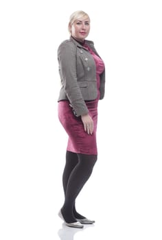 full- length .confident modern woman looking at the camera. isolated on a white background.