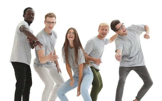 in full growth. group of cheerful young people. isolated on white background