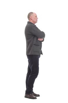 in full growth. Mature man in casual clothes.isolated on a white background.