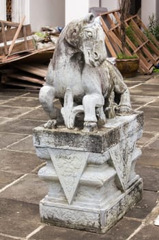 Stone horse carved on the platform with Chinese style