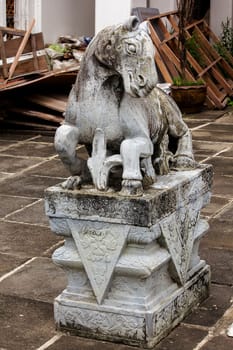 Stone horse carved on the platform with Chinese style