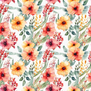 Floral shape watercolor seamless pattern. for wrappers.