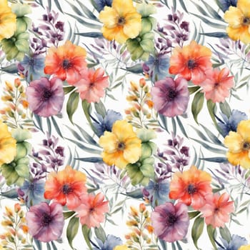 Floral shape watercolor seamless pattern. for wrappers.