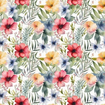 Floral shape watercolor seamless pattern. for wrappers.