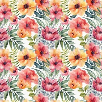 Floral shape watercolor seamless pattern. for wrappers.