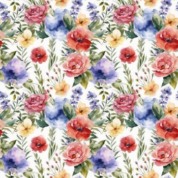 Floral shape watercolor seamless pattern. for wrappers.