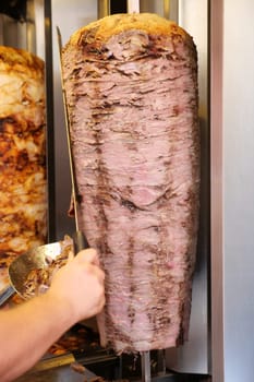 rotating traditional gyros meat ,