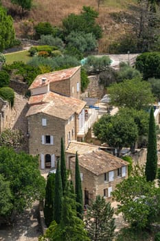 View over Traditional stone house in the village of Gordes, Vaucluse, Provence, France, High quality photo