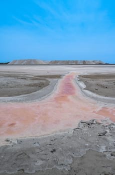 Pink Ponds In Man-made Salt Evaporation Pans In Camargue, Salin de Guiraud, France. High quality photo