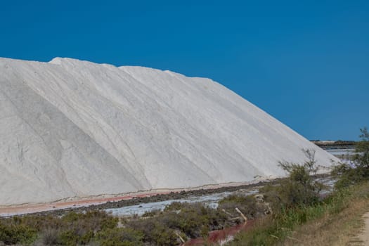 Pink Ponds In Man-made Salt Evaporation Pans In Camargue, Salin de Guiraud, France. High quality photo