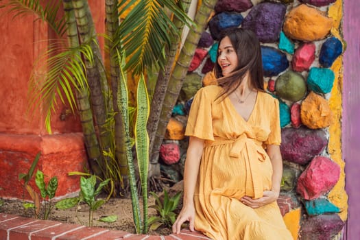 A strong and resilient woman over 40 embraces the beauty of childbirth in Mexico, celebrating the journey of motherhood with cultural richness.