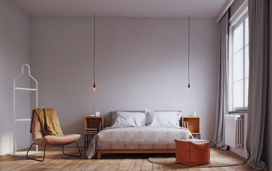 Modern bedroom interior. 3d rendering design concept