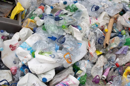 16 october 2022 Almada, Portugal: Landfill full of plastic garbage - the problem of environmental pollution. Mid shot