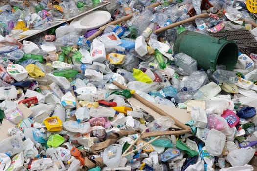 16 october 2022 Almada, Portugal: a garbage dump full of garbage suitable for further recycling. Mid shot