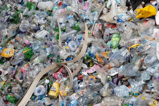 16 october 2022 Almada, Portugal: a garbage dump full of plastic trash suitable for further recycling. Mid shot