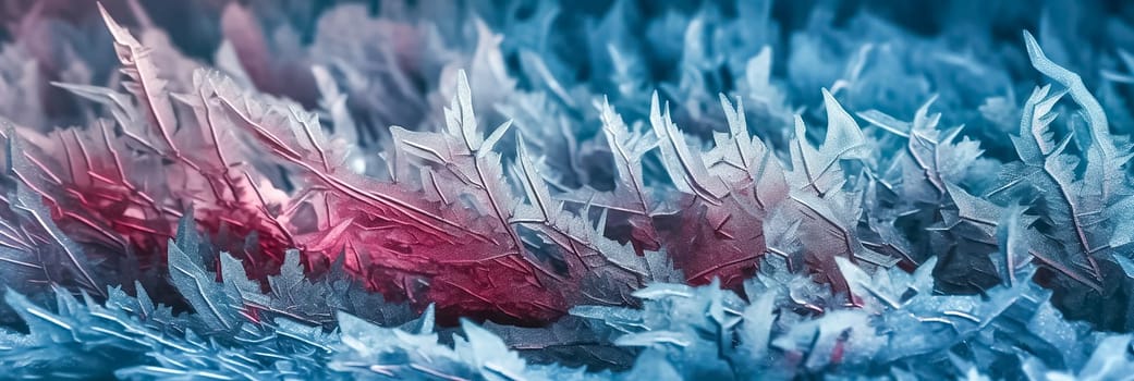 Colorful abstract crystals of ice background. Crystals toned in blue and pink colors. Precious crystals background.