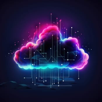 Cloud computing transfer big data on internet. futuristic digital technology .Generative AI.