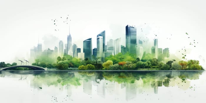 Green city ecosystem concept, Friendly environmental landscape background. generative ai.