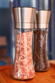 Raw dried pink Himalayan salt .