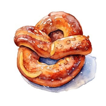 Christmas Watercolor Pretzel. AI generated.