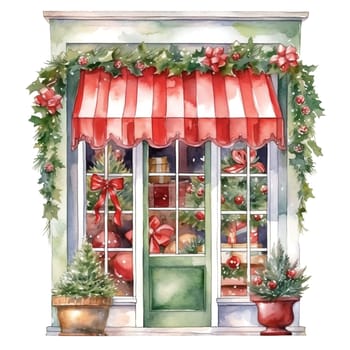 Watercolor christmas christmas window Sublimation. AI generated.