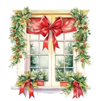 Watercolor christmas christmas window Sublimation. AI generated.
