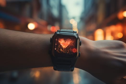Smartwatch on a wrist wearable technology. High quality photo