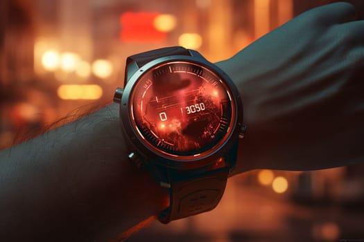 Smartwatch on a wrist wearable technology. High quality photo