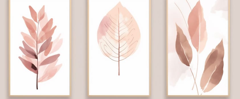 drawing watercolor nature october orange brown background seasonal fall plant botanical decoration red leaf autumn print white september decor colourful pattern. Generative AI.