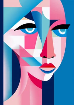 design woman cubist sign poster human concept abstract minimal cubism graphic sport modern woman modernism portrait face illustration fashion facial line character abstract. Generative AI.