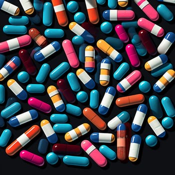 colours pharmacy pattern set pharmaceutical pill health capsule medical drug white pain medication tablet illustration care many medicine vitamin painkiller. Generative AI.