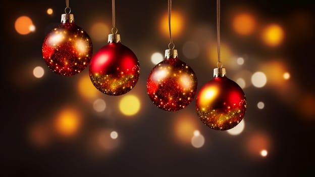 Luxury Christmas backgrounds. Christmas background with Christmas balls with bokeh effect. AI generated.