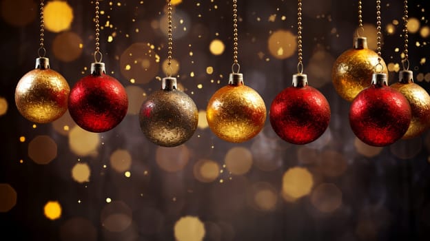 Luxury Christmas backgrounds. Christmas background with Christmas balls with bokeh effect. AI generated.