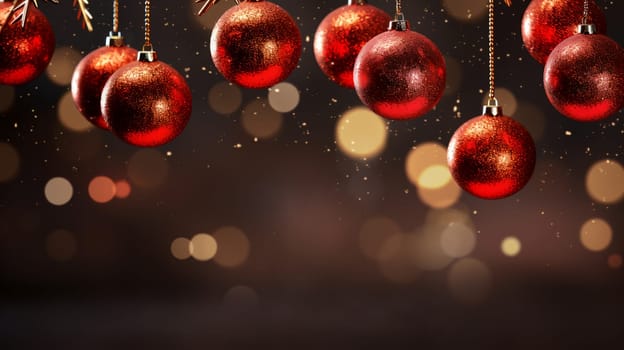 Luxury Christmas backgrounds. Christmas background with Christmas balls with bokeh effect. AI generated.