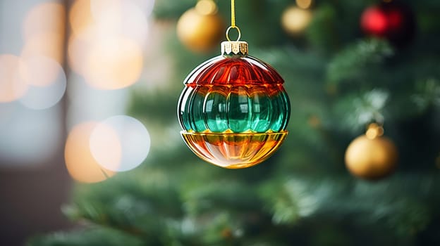 Luxury Christmas backgrounds. Christmas background with Christmas balls with bokeh effect. AI generated.