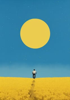 Man space artistic sunset light illustration goal design person view business landscape nature success concept opportunity standing silhouette art male freedom abstract summer sky background