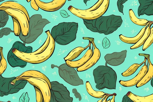 tasty fresh exotic healthy delicious colorful blue pattern banana fruit background yellow trendy vitamin food sweet illustration wallpaper fashion ripe nature. Generative AI.