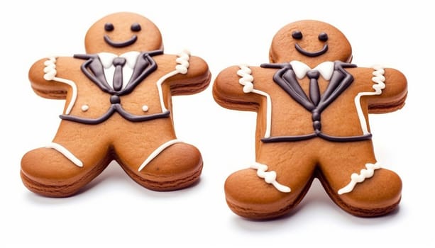 Gingerbread businessman cookies isolated on white background. Businessmen isolated. Christmas,work concept Merry Christmas