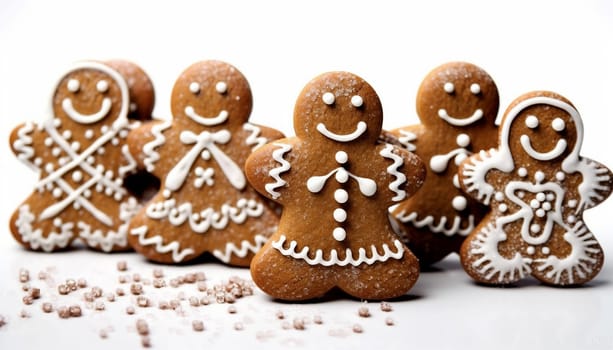 Christmas Gingerbread Cookie. Set of winter sweet homemade biscuits in the form of different characters and holiday items isolated on white background. Cute Cartoon illustration Isolated white background